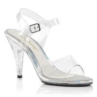 CARESS-408MG elegante Fabulicious Damen High-Heels Sandaletten klar mit Miniglitter