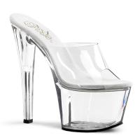 Sale SKY-301 elegante Pleaser Damen High-Heels Plateaupantoletten transparent 44