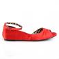 Preview: Sale ANNA-03 Pleaser Damen Riemchen Peep Toe Ballerina leo Print rot Satin 43