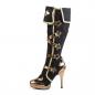 Preview: ARENA-2012 Funtasma Damen High Heels Karneval Stiefel schwarz Mikrofaser gold Lederlook