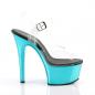Preview: ASPIRE-608 Pleaser High-Heels vegane Plateausandaletten klar türkis chrom