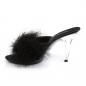 Preview: CARESS-401F Fabulicious High-Heels Pantoletten klar schwarz Satin mit Federpuschel