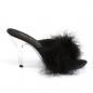 Preview: CARESS-401F Fabulicious High-Heels Pantoletten klar schwarz Satin mit Federpuschel