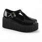 Preview: Sale CREEPER-214 DemoniaCult Damen Gothic T-Riemchen Cutout Plateauschuhe schwarz Lack 38