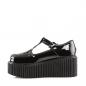 Preview: Sale CREEPER-214 DemoniaCult Damen Gothic T-Riemchen Cutout Plateauschuhe schwarz Lack 38