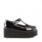 Preview: Sale CREEPER-214 DemoniaCult Damen Gothic T-Riemchen Cutout Plateauschuhe schwarz Lack 38