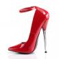 Preview: Sale DAGGER-12 Devious high heels ankle strap pump red patent solid brass heel 43