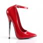 Preview: Sale DAGGER-12 Devious high heels ankle strap pump red patent solid brass heel 43
