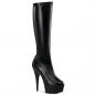 Preview: Sale DELIGHT-2000 kniehohe Pleaser High Heels Stretch Stiefel schwarz Lederoptik 43
