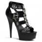 Preview: Sale DELIGHT-658 Pleaser High-Heels Plateausandaletten schwarz matt T-Riemchen 41