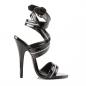 Preview: Sale DOMINA-119 Devious Stilettoabsatz High Heels Sandaletten schwarz Lack Zipperlook 39