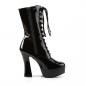Preview: Sale ELECTRA-1020 Pleaser high heels platform lace-up front ankle boots black patent 44