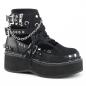 Preview: Auktion EMILY-317 vegane DemoniaCult Damen Booties schwarz Leinen Lederoptik Nieten Ketten 36
