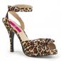 Preview: Sale EVE-01 Pleaser Pink Label High-Heels Sandaletten Fesselriemchen Leopard Satin 43