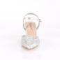 Preview: Sale FAYE-06 Fabulicious Damen Blockabsatz Knöchel Pumps silber schimmernder Stoff 40