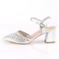 Preview: Sale FAYE-06 Fabulicious Damen Blockabsatz Knöchel Pumps silber schimmernder Stoff 40