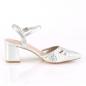 Preview: Sale FAYE-06 Fabulicious Damen Blockabsatz Knöchel Pumps silber schimmernder Stoff 40