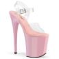 Preview: FLAMINGO-808 elegante Pleaser High-Heels Plateausandaletten transparent babypink