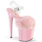 Preview: FLAMINGO-808FUR Damen Plateau Riemchen Sandaletten klar babypink mit Kunstfell