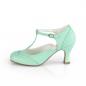 Preview: Sale FLAPPER-26 Pin Up Couture Lochmuster T-Riemchen Pumps mint Lederoptik 41