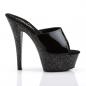 Preview: KISS-201MG Pleaser High-Heels Plateaupantoletten schwarz Lack Miniglitter
