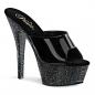 Preview: KISS-201MG Pleaser High-Heels Plateaupantoletten schwarz Lack Miniglitter