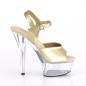 Preview: KISS-209BHG Pleaser High-Heels Plateausandaletten champagner Hologramm klar