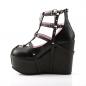 Preview: Sale POISON-25-1 DemoniaCult Damen Plateau Pumps Käfigstil Pentagramm schwarz Lederoptik 41