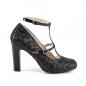 Preview: Sale QUEEN-01 Pleaser Damen High Heels Lack Riemchen Pumps schwarz Glitter 44