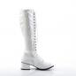 Preview: Sale RETRO-302 Funtasma kniehohe Damen Retro Schnür Stiefel weiß Stretchlack Blockabsatz 38