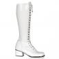 Preview: Sale RETRO-302 Funtasma kniehohe Damen Retro Schnür Stiefel weiß Stretchlack Blockabsatz 38