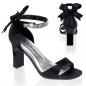 Preview: Sale ROMANCE-372 chice Pleaser Pink Label Damen Riemchen-Sandaletten schwarz Satin Strass 40