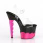 Preview: SCALLOP-708-2HGM Pleaser High-Heels Plateausandaletten klar schwarz hotpink Chrom