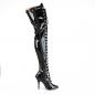Preview: Sale SEDUCE-3024 Pleaser high heels d-ring lace-up tigh stretch boots black patent 39