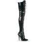Preview: Sale SEDUCE-3024 Pleaser high heels d-ring lace-up tigh stretch boots black patent 39