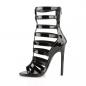 Preview: Sale SEXY-52 Pleaser Stilettoabsatz High-Heels Multiriemchen Käfig Sandaletten schwarz Lack 39