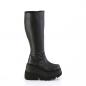 Preview: Auktion SHAKER-100WC DemoniaCult extraweite Keil-Plateau Kniehohe Stiefel schwarz Matt 42