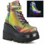 Preview: Sale SHAKER-52 DemoniaCult Keil-Plateau Stiefeletten Doppelschnallen Regenbogen Reflektion 41