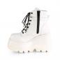 Preview: Sale SHAKER-52 DemoniaCult Damen knöchelhohe Keil-Plateau Schnür-Stiefeletten weiß Lederoptik 42