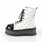 Preview: Auktion SLACKER-88 DemoniaCult Plateau Stiefeletten weiss leuchtend Lederoptik schwarz 41