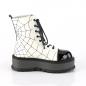 Preview: Auktion SLACKER-88 DemoniaCult Plateau Stiefeletten weiss leuchtend Lederoptik schwarz 41