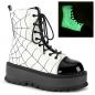 Preview: Auktion SLACKER-88 DemoniaCult Plateau Stiefeletten weiss leuchtend Lederoptik schwarz 41