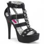 Preview: Sale TEEZE-42W Pleaser Pink Label vegan platform strappy sandal metal rings studs black matte 46