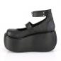 Preview: Sale VIOLET-32 DemoniaCult vegane Damen Riemchen Plateau Pumps O-Ring schwarz Lederoptik 39