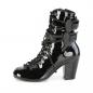 Preview: Sale VIVIKA-128 DemoniaCult vegane Damen Stiefeletten Ketten Sargschnallen schwarz Lack 41