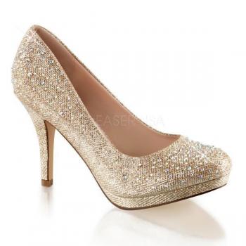 Sale COVET-02 Fabulicious Damen Plateau Pumps Glitter Gewebe haut Strass Steinchen 41