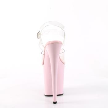 FLAMINGO-808 elegante Pleaser High-Heels Plateausandaletten transparent babypink