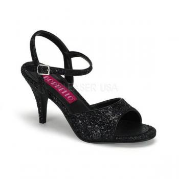 Sale KITTEN-35G Bordello edle Damen Glitter Riemchen Sandaletten schwarz Glitter 39