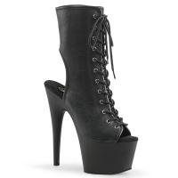 ADORE-1016 Pleaser high heels platform open toe ankle boot black vegan leather