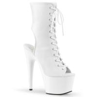 ADORE-1016 Pleaser high heels platform open toe ankle boot white vegan leather
